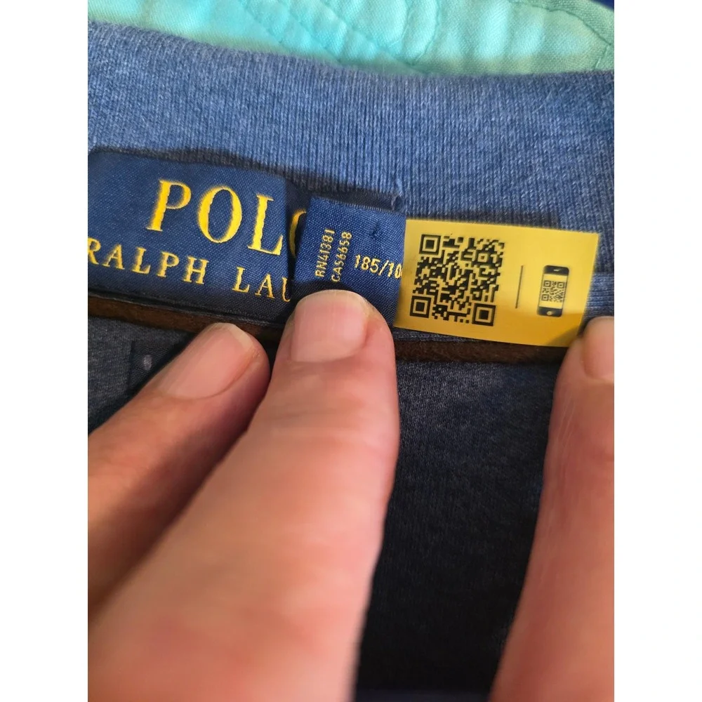 Polo Ralph Lauren Mens XL Slim Fit Long Sleeve Polo Shirt Heather Blue Pony Logo